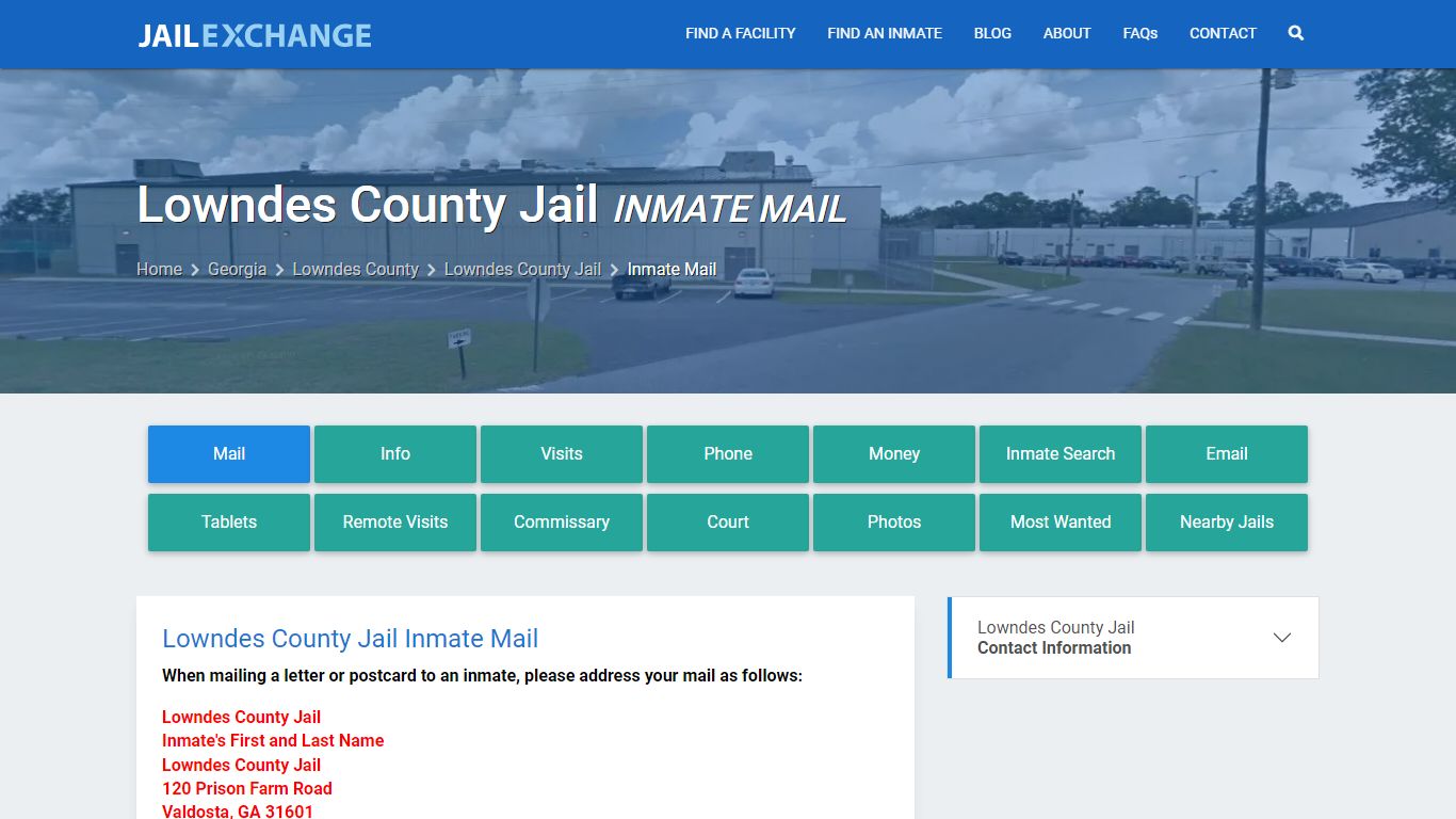 Inmate Mail - Lowndes County Jail, GA - Jail Exchange